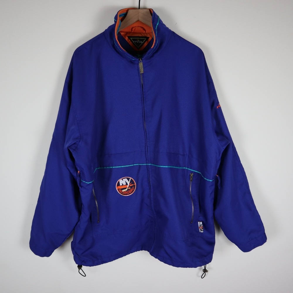 Vintage New York Islanders Jacket 90s‎ Rival NHL Center Ice Adult XL 28x30.5